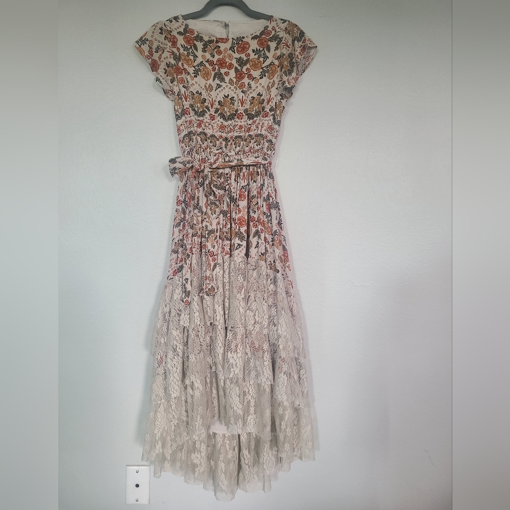 Joy Folie Asymmetrical Flower print boho open back girls dress-Size 12